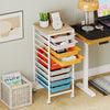 10-Drawer Rolling Storage Cart Mobile Utility Organizer with Wooden Tabletop and Lockable Wheels-Macaron - Gallery View 1 of 11