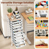 10-drawer rolling storage cart showcasing removable drawers and natural wood grain top, perfect for versatile.