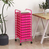10 Drawer Rolling Storage Cart Organizer with 4 Universal Casters-Pink - Gallery View 1 of 10