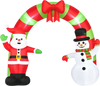 10 FT Christmas inflatable archway featuring Santa and snowman with LED lights, perfect for festive outdoor holiday decor.
