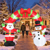 10 FT Christmas inflatable archway featuring a waving Santa and snowman with a cheerful red bow for festive outdoor decor.