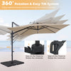 10 FT cantilever patio umbrella with beige 2-tiered canopy, featuring 360° rotation and easy tilt for optimal shade.