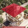 10 FT Cantilever Patio Umbrella with Solar LED Lights for Pool and Garden-Red - Gallery View 1 of 11