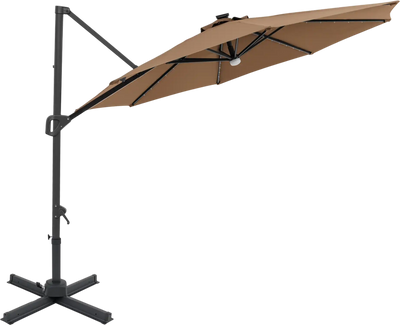 Costway 10' Cantilever Patio Umbrella w/ Solar LED Lights 360° Rotation 87520804 New