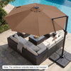 10 FT Cantilever Patio Umbrella with Solar LED Lights 360° Rotation-Brown - Gallery View 1 of 11