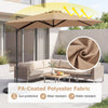 10 FT cantilever patio umbrella in tan with PA-coated polyester fabric, ideal for garden gatherings and sun protection.