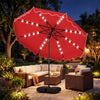 10 FT Outdoor Patio Umbrella with Solar LED Lights and Weighted Base-Red - Gallery View 1 of 10