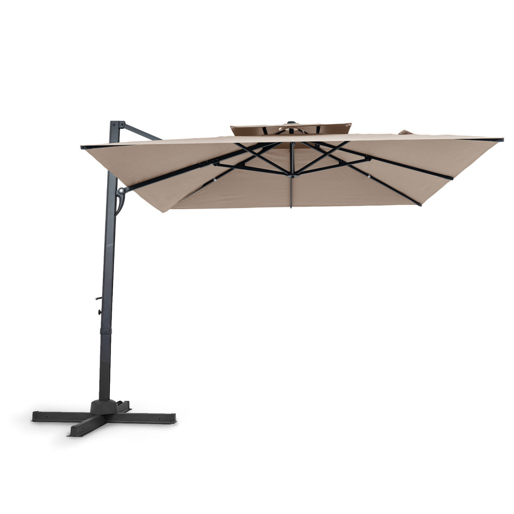 10 FT Patio Cantilever Umbrella with 360° Rotation and 8 Sturdy Ribs for Backyard-Beige - Gallery View 1 of 1