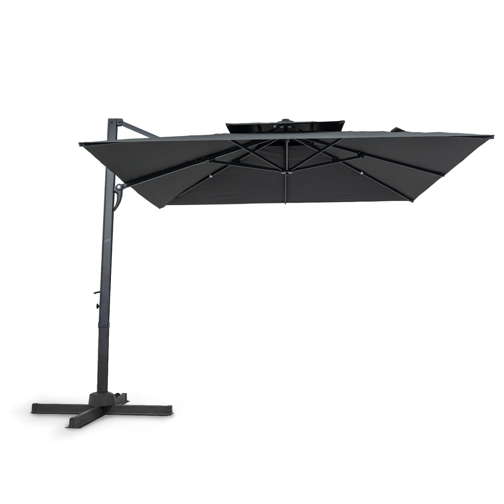 10 FT Patio Cantilever Umbrella with 360° Rotation and 8 Sturdy Ribs for Backyard-Gray - Gallery View 1 of 1