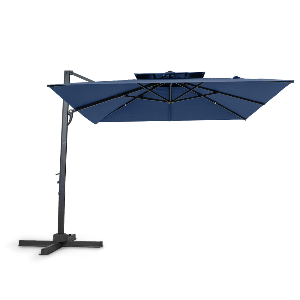 10 FT Patio Cantilever Umbrella with 360° Rotation and 8 Sturdy Ribs for Backyard-Navy - Gallery View 1 of 1