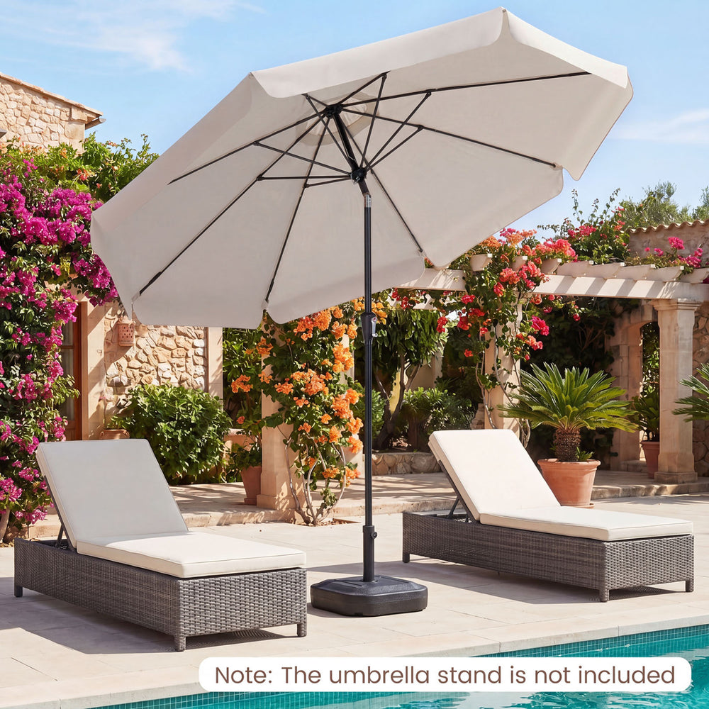 10 FT Scalloped Patio Umbrella with Push Button Tilt and 8 Fiberglass Ribs-Beige - Gallery View 1 of 10