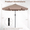 10 FT brown scalloped patio umbrella with push button tilt, 8 fiberglass ribs, and air vent for outdoor sun protection.