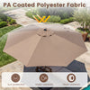 10 FT brown scalloped patio umbrella featuring PA coated polyester fabric, push button tilt, and 8 fiberglass ribs for.