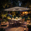 10 FT Solar LED Offset Cantilever Patio Umbrella Hanging Outdoor Market Umbrella-Brown - Gallery View 1 of 10