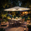 10 FT Solar LED Offset Cantilever Patio Umbrella Hanging Outdoor Market Umbrella-Beige - Gallery View 1 of 10