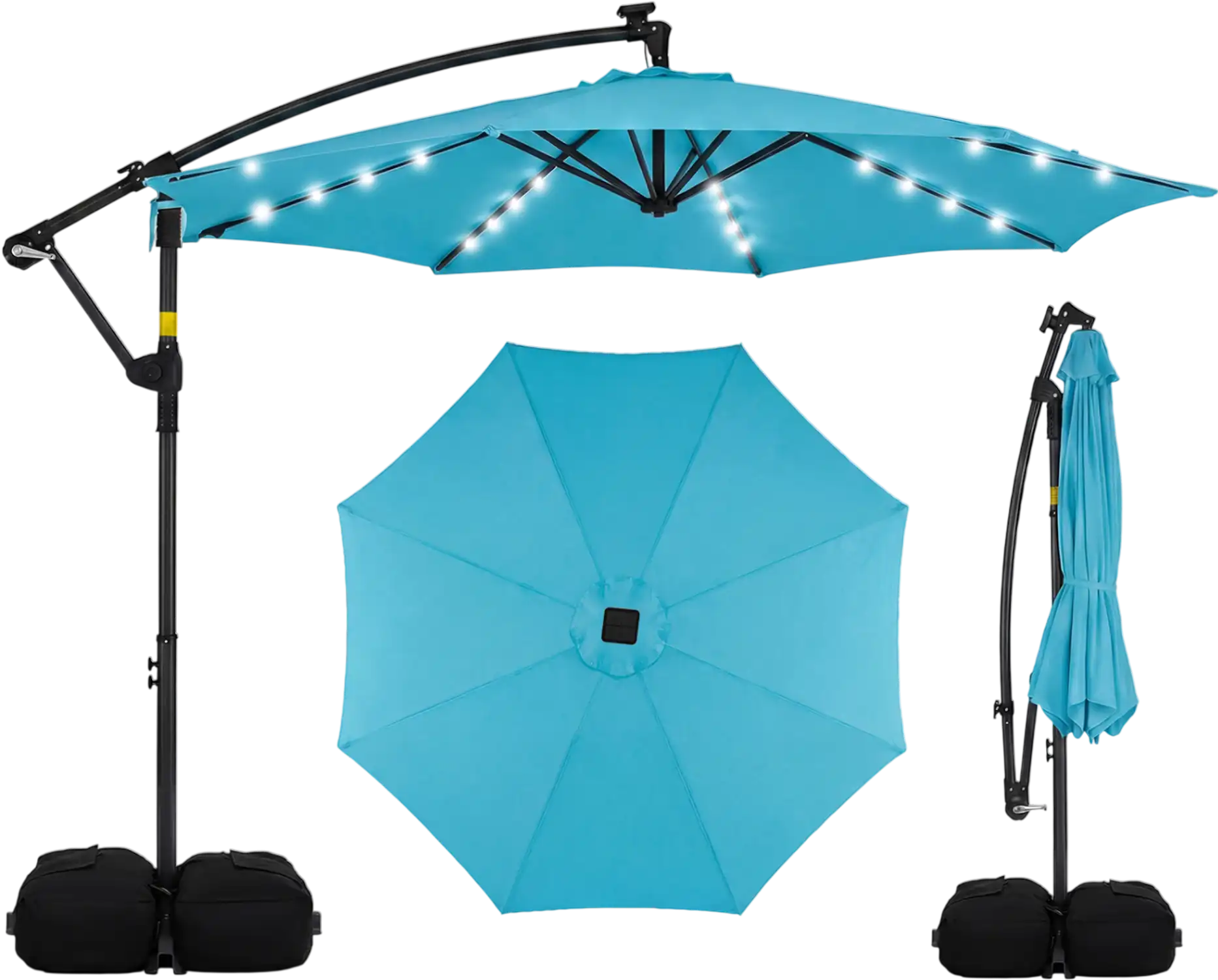 Costway 10' Solar LED Offset Cantilever Patio Umbrella 49273262 New