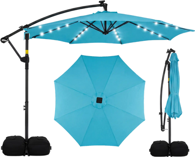 Costway 10' Solar LED Offset Cantilever Patio Umbrella 49273262 New