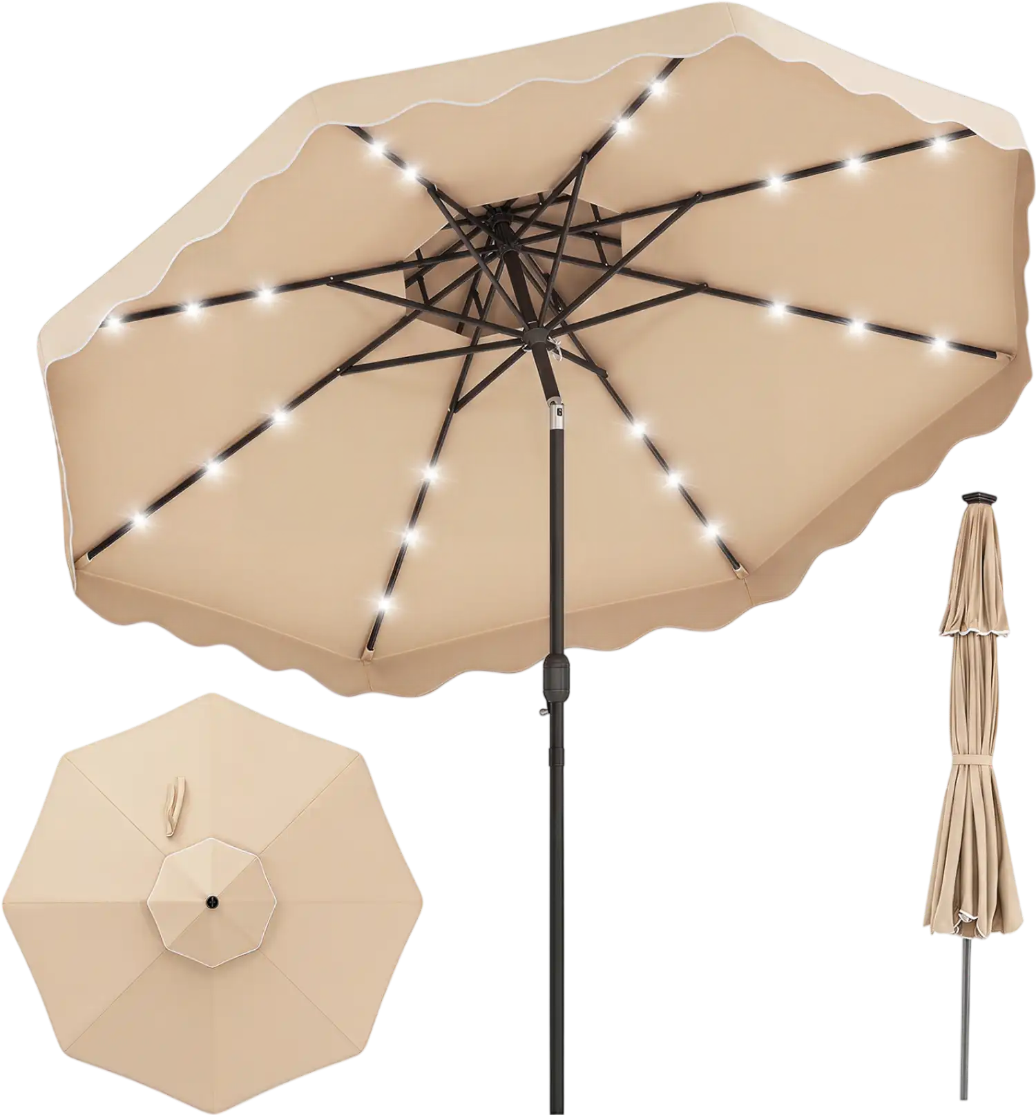 Costway 10' Solar LED Patio Umbrella Deck Pool 71536951 New