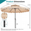 10 FT beige solar LED patio umbrella with push-button tilt and vented top for enhanced shade and stability.