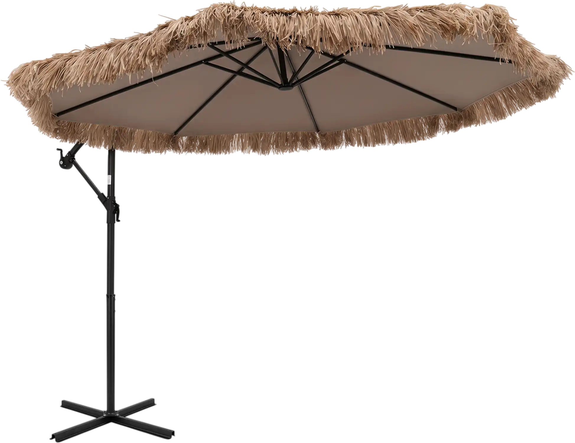 Costway 10' Thatched Cantilever Patio Offset Hanging Umbrella w/ Cross Base 55647563 New