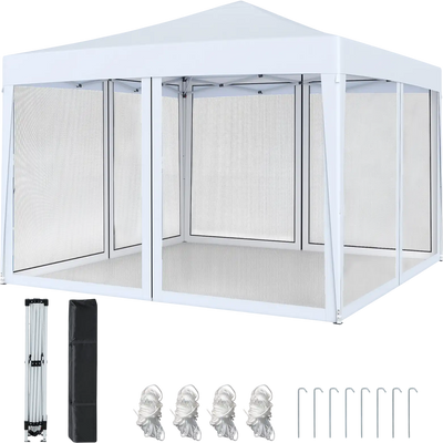 Costway 10' x 10' Pop-Up Canopy Tent w/ Mesh Netting 62393832 New