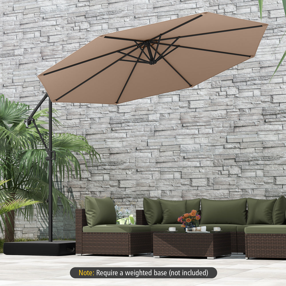 10 Feet Offset Hanging Umbrella with Base and Infinite Tilt-Coffee - Gallery View 1 of 10