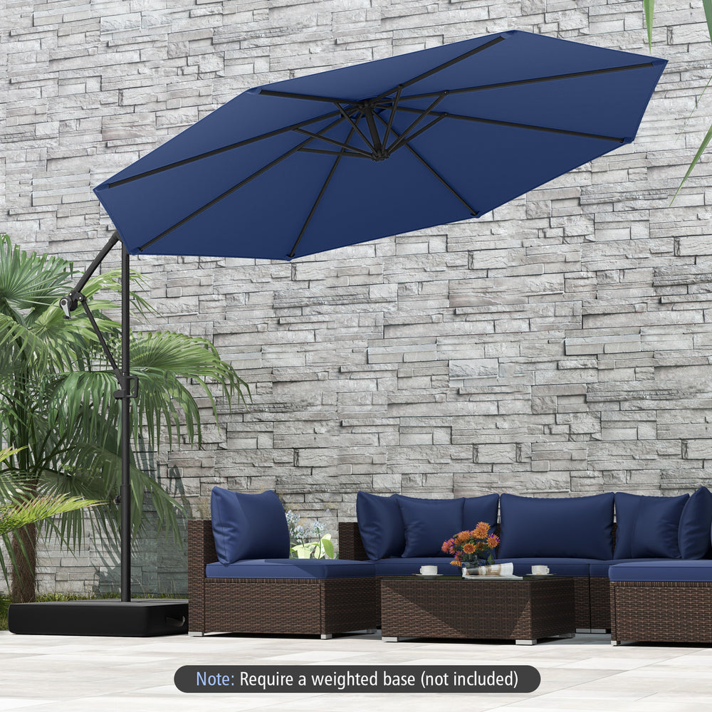 10 Feet Offset Hanging Umbrella with Base and Infinite Tilt-Navy - Gallery View 1 of 10
