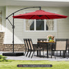 10 feet offset hanging umbrella in wine color with 360° rotation, perfect for outdoor shading and comfort.