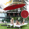 10 feet offset hanging umbrella in wine color, made of water-repellent polyester, perfect for outdoor shading.