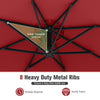 Close-up of the 10 feet offset hanging umbrella's sturdy frame with 8 heavy-duty metal ribs for stability and.
