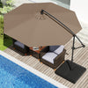 10 Feet Offset Hanging Umbrella with Base Patio Cantilever Umbrella with Tilt-Taupe - Gallery View 1 of 13