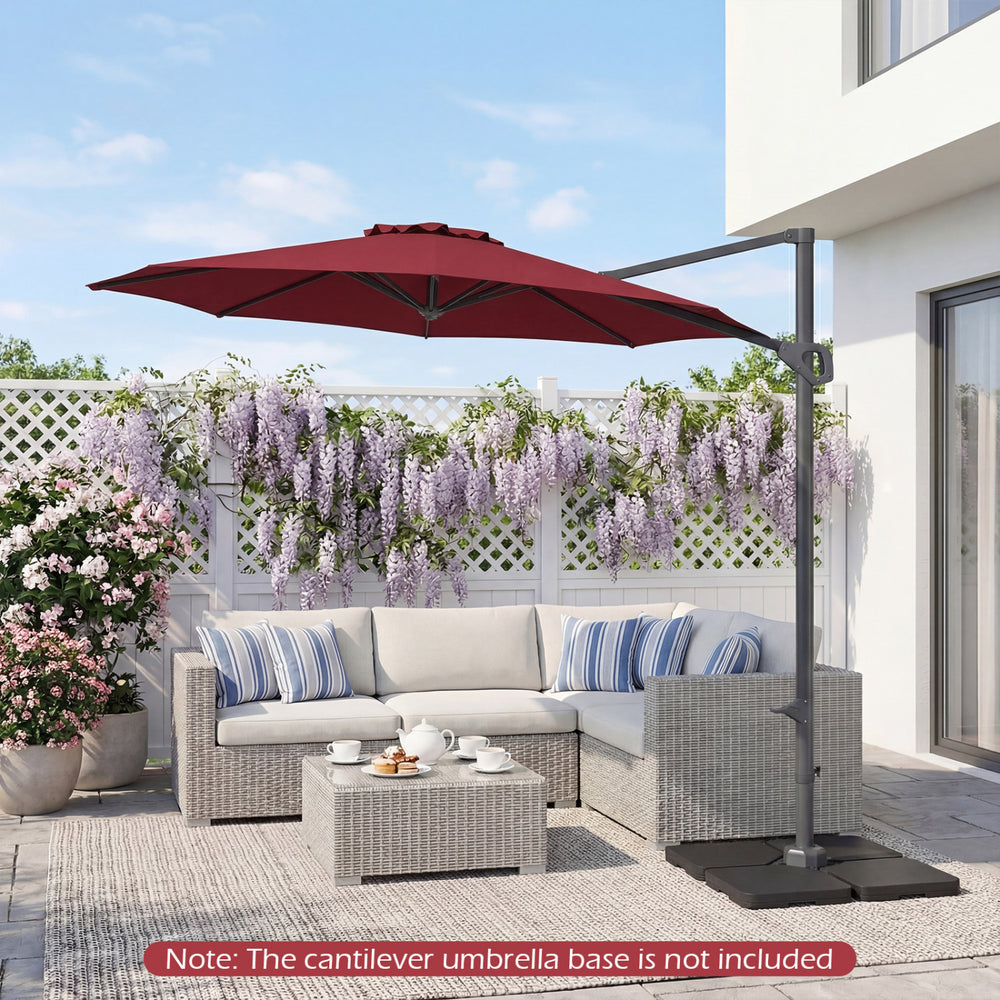 10 Feet Patio Cantilever Umbrella with Easy Tilt Adjustment-Wine - Gallery View 1 of 10