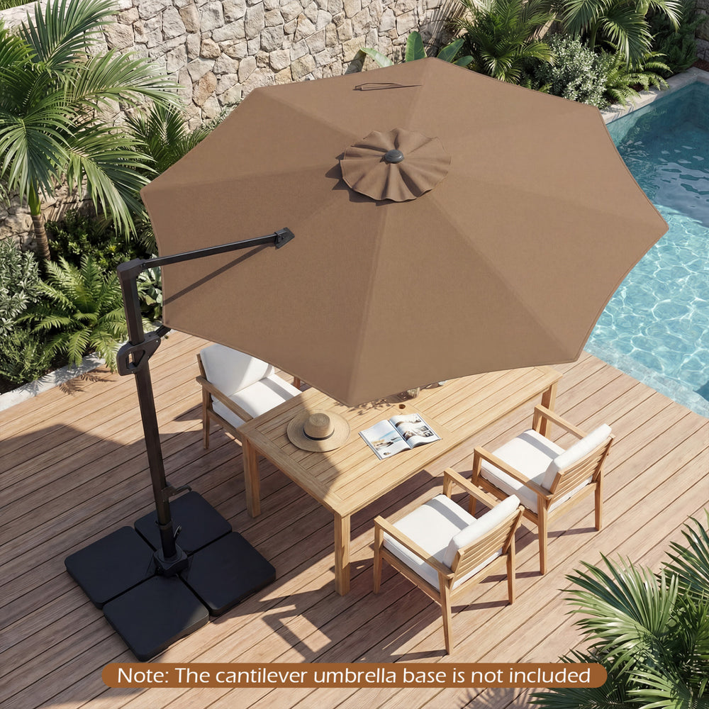 10 Feet Patio Cantilever Umbrella with Easy Tilt Adjustment-Brown - Gallery View 1 of 10