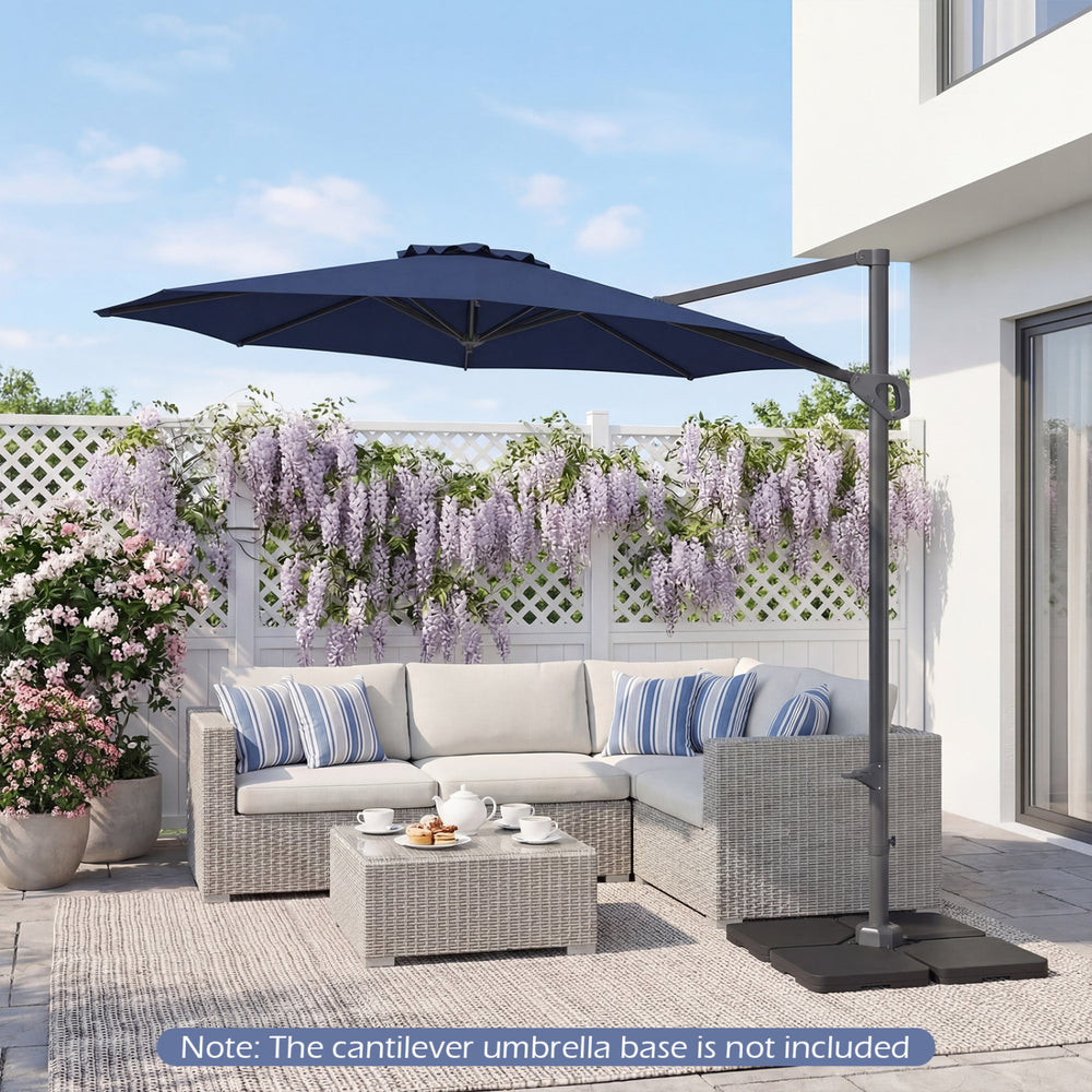10 Feet Patio Cantilever Umbrella with Easy Tilt Adjustment-Navy - Gallery View 1 of 10