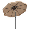 10-foot coffee patio umbrella with ruffled scallops, push-button tilt, and crank for easy shade adjustment.
