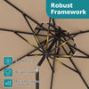 Underneath view of a 10 feet patio umbrella showcasing its robust framework with 8 ribs for reliable support.