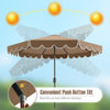 10 feet brown patio umbrella with push button tilt, ruffled edges, and air vent for enhanced sun protection and.