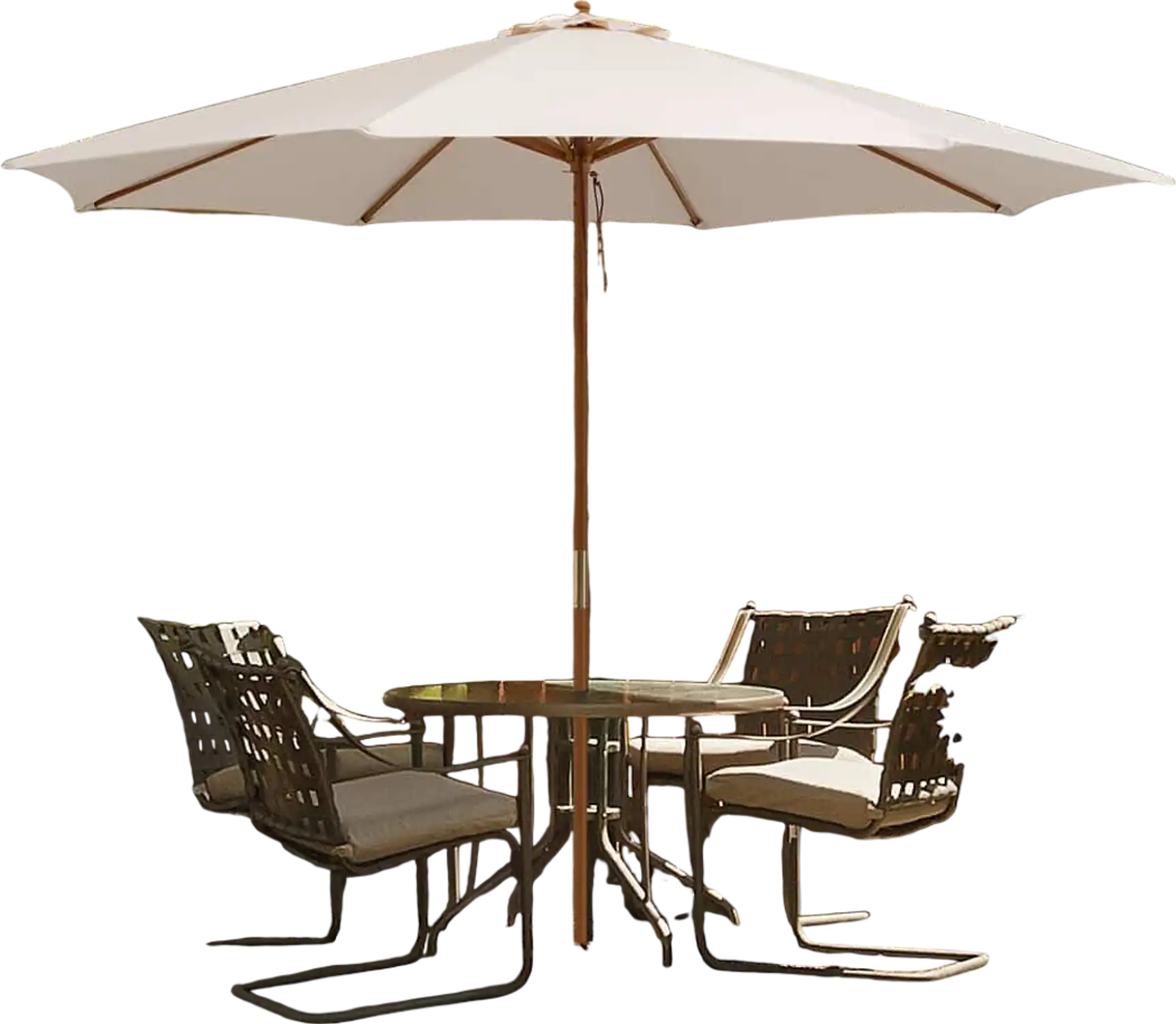 Costway 10' Patio Umbrella 8 Wooden Ribs 3 Adjustable Heights Beige 71803956 New