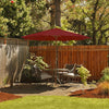 10 Feet Patio Umbrella with 8 Wooden Ribs and 3 Adjustable Heights-Wine - Gallery View 1 of 10