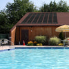 Weatherproof solar swimming pool heating system installed on a roof, designed for efficient heating and energy saving.