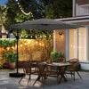 10 Feet Solar Offset Hanging Umbrella with Base and LED Lights-Gray - Gallery View 1 of 10