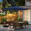 10 Feet Solar Offset Hanging Umbrella with Base and LED Lights-Navy - Gallery View 1 of 10