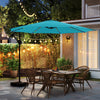 10 Feet Solar Offset Hanging Umbrella with Base and LED Lights-Turquoise - Gallery View 1 of 10