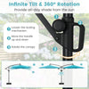 Turquoise 10 feet solar offset hanging umbrella with LED lights, featuring infinite tilt and 360° rotation for sun.