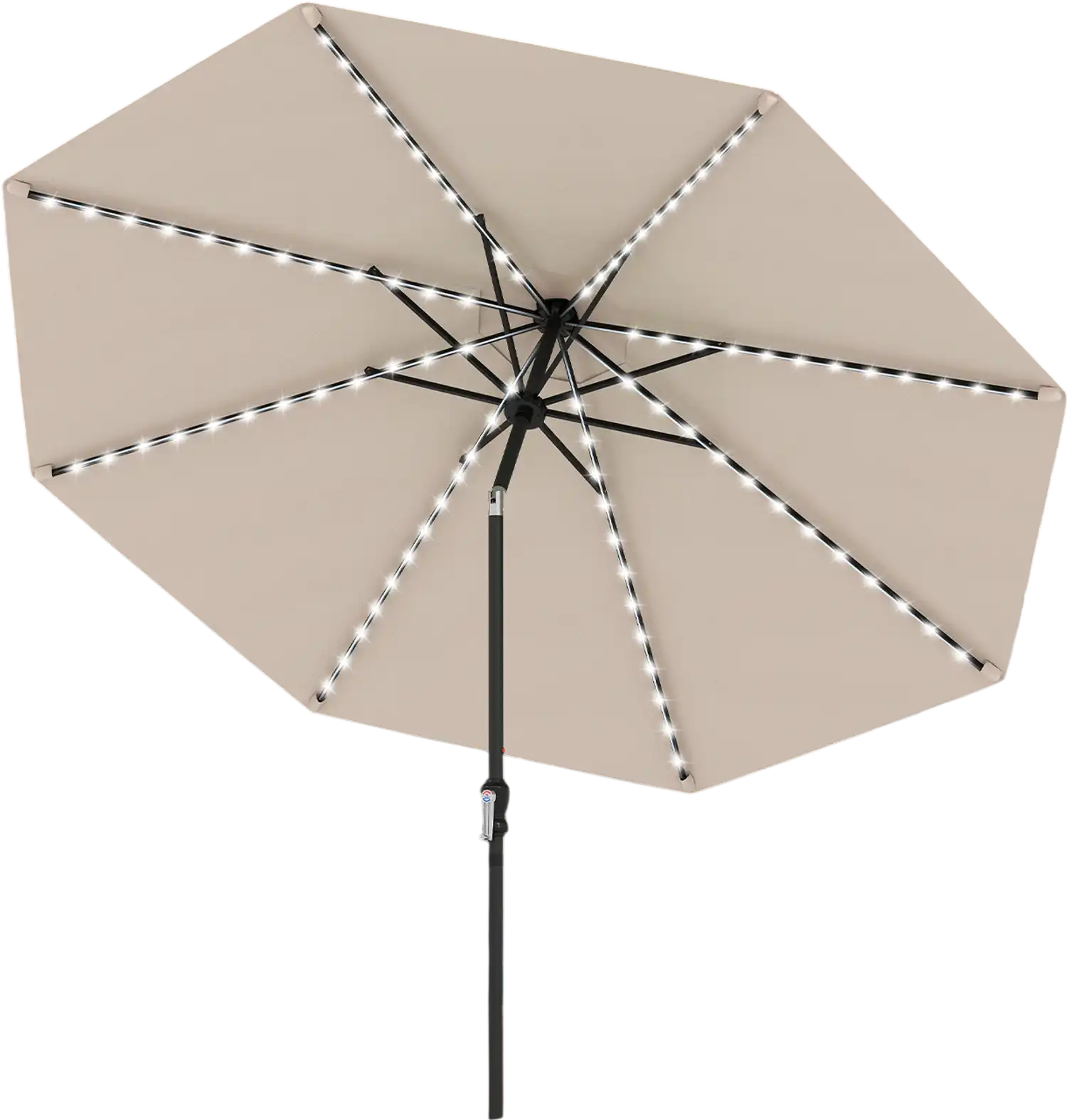 Costway 10' Solar Patio Umbrella w/ 96 Multi-Colored Flowing LED Lights Tilt Beige 245396871 New