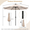 10-foot beige solar patio umbrella with 96 LED lights, tilt adjustment, and 2-section design for easy storage.