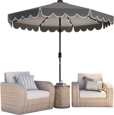 Costway 10' Solar Patio Umbrella w/ 24 LED Lights Gray 182537964 New
