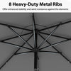 Heavy-duty metal ribs of the 10 feet solar patio umbrella provide stability and wind resistance for outdoor use.