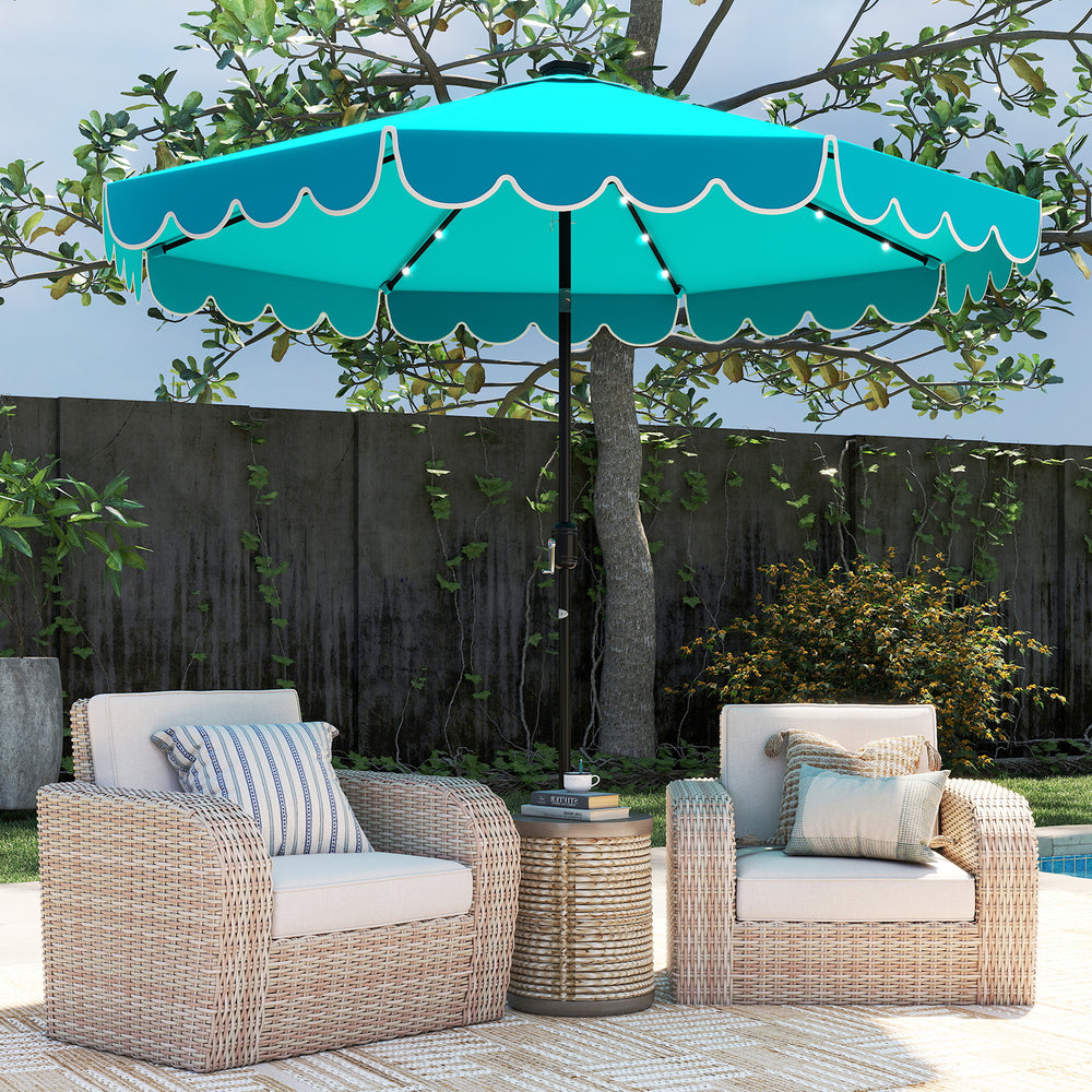 10 Feet Solar Patio Umbrella with 24 LED Lights-Turquoise - Gallery View 1 of 10