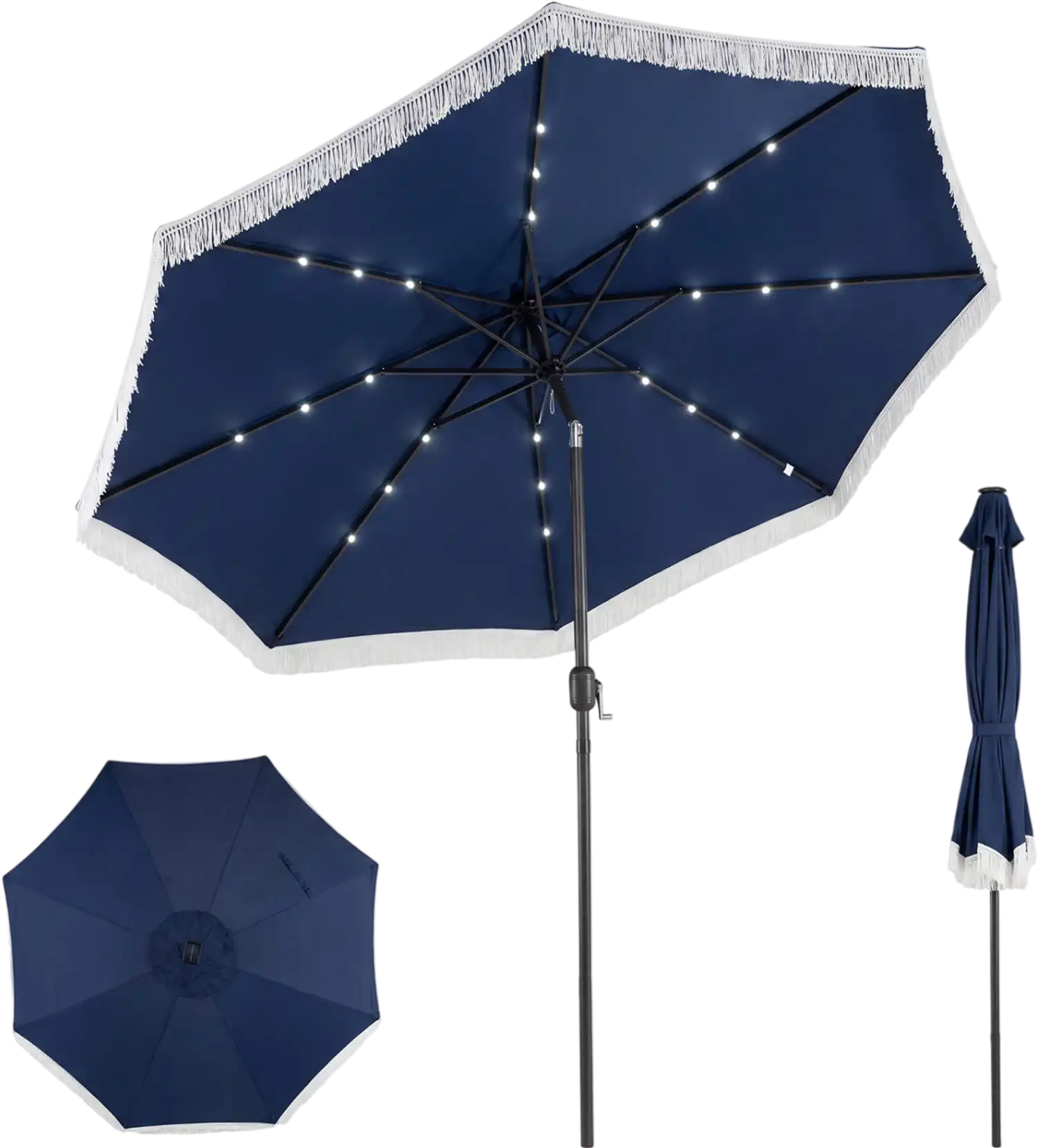 Costway 10' Solar Patio Umbrella w/ 24 LED Lights Yard Outdoor 49733859 New